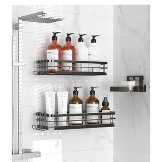Photo of Shower Caddy 3 Pack, 2Shelves &Soap Holder Adhesive& 4Hooks, Rustproof Stainless