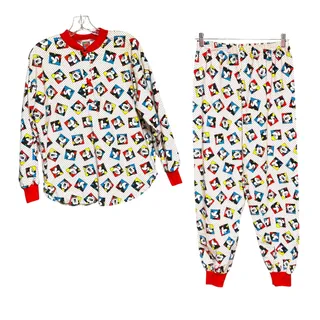 Photo of Mickey Unlimited Cotton Vintage 90s Pajama Lounge Set White Red Medium