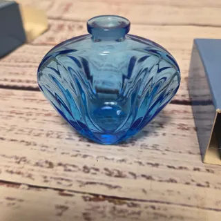 Photo of Vintage Avon Water Lily Blue Glass Perfume Bottle with Box