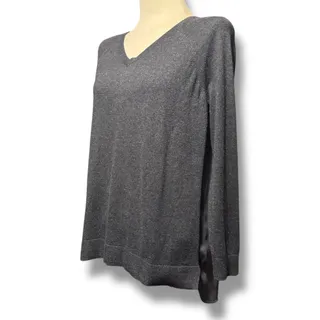 Photo of Ann Taylor LOFT Sheer Back Sweater Gray Black Medium