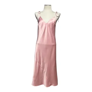 Photo of Victoria's Secret Satin Midi Slip Dress Adjustable Tie Straps Light Pink Medium