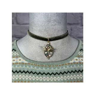 Photo of Handmade dragonfly and mother of pearl pendant choker necklace