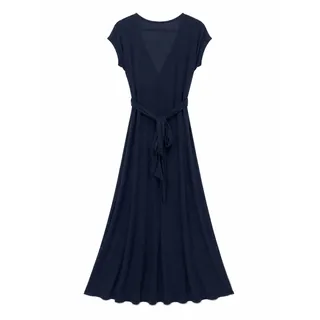 Photo of Janette Fashion Navy Blue Maxi Dress P Tall Wrap V-Neck 56” Long