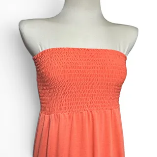 Photo of Papaya Strapless Shirred Stretch Maxi Dress Coral Pink Medium