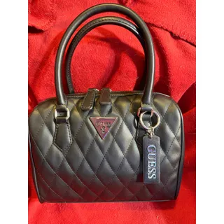 Photo of GUESS PE997808 Wester Box Satchel Black Quilted Top Handle Satchel Bag