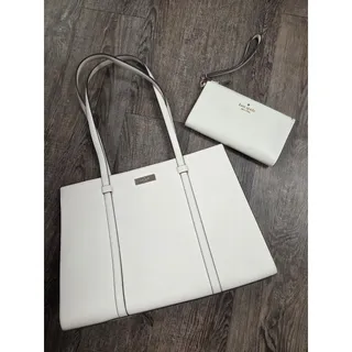 Photo of Kate Spade Kenzie Limited Edition Large Tote Purse Meringue + Madison Wristlet