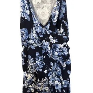 Photo of Route 3 Blue Floral Sleeveless Racerback One Piece Shorts Romper Women Sz M