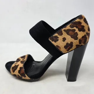 Photo of BCBG Leopard Haircalf Block Heel Sandals Leather Sole Women 8