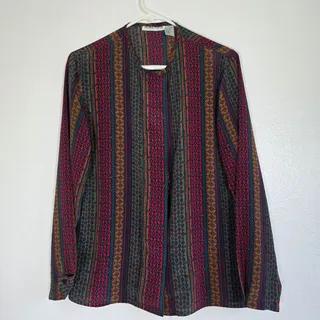Photo of Regina Porter Vintage Southwestern Open Front Blouse Womens 6 Boho Aztec