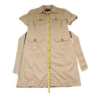 Photo of Anne Klein Shirtdress Women’s 6P Beige Safari Utility Belted Knee Length Petite