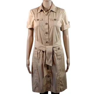 Photo of Anne Klein Shirtdress Women’s 6P Beige Safari Utility Belted Knee Length Petite
