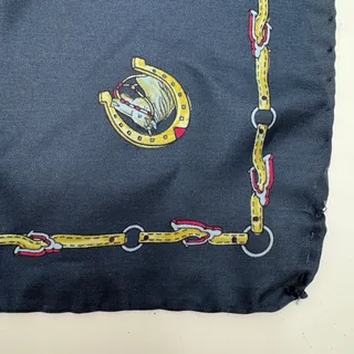 Photo of 100% Silk Mens Pocket Square Equestrian Horse and Horseshoes