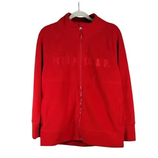 Photo of Tommy Hilfiger Sport Fleece Jacket Women’s Large Red Athletic Zip Up Logo