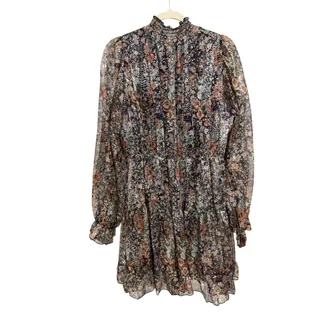 Photo of O.P.T. Womens Long-Sleeve Floral Tiered Mini Dress XL NWT