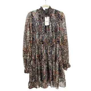 Photo of O.P.T. Womens Long-Sleeve Floral Tiered Mini Dress XL NWT