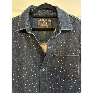 Photo of Rebel Spirit Denim Rhinestone Shirt (Large)