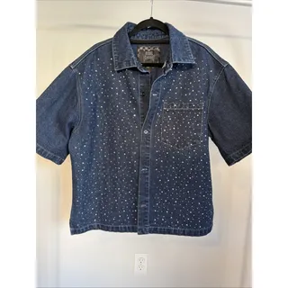 Photo of Rebel Spirit Denim Rhinestone Shirt (Large)
