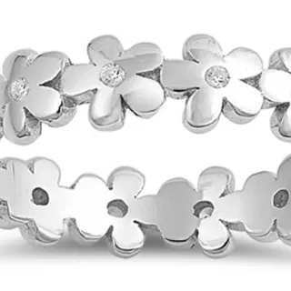 Photo of Sterling Silver CZ Eternity Toe Ring | Clear Crystal .925 Band Sz 1