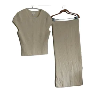Photo of H&M 2 Piece Matching Set Knit Top L , Pencil Skirt M |Cream
