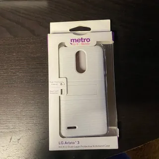 Photo of New Metro T-Mobile LG Aristo 3 Kick+ Dual-Layer Protective Kickstand Case White