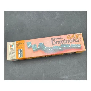 Photo of Vintage Dominoes Dragon Double Six Wooden by Milton Bradley 1970 4130 28 pcs
