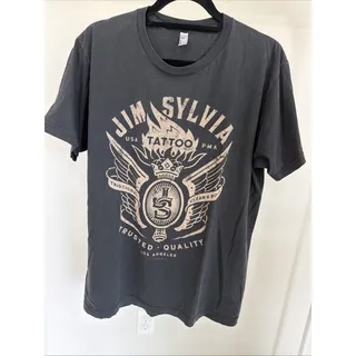 Photo of Jim Sylvia Tattoo T Shirt XL American Apparel Made USA Black Graphic Tee