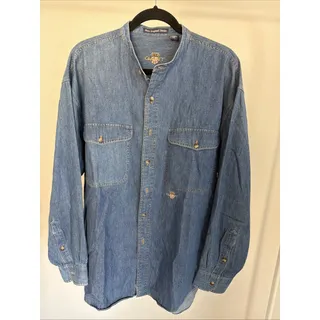 Photo of Vintage GANT New England Denim Shirt Mens L USA Logo Band Collar 100% Cotton