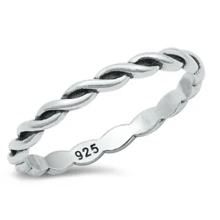 Photo of Sterling Silver Braid Twist Toe Ring | .925 Stacking Band Sz 2