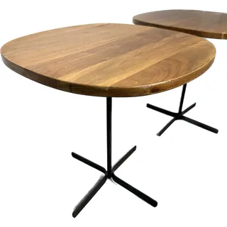 Photo of Allan Gould Side Tables with Walnut Surface and Black Pedestal Base 1950s, Set of 2