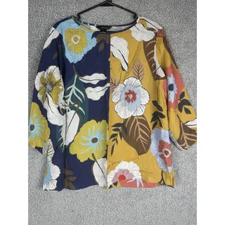 Photo of Ali Miles Tunic Blouse Womens M Multicolor Floral Colorblock Artsy Boho