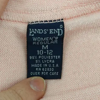 Photo of Vintage 90s Lands End Womans Medium T-Shirt Pink Stretch Base Layer Made in USA