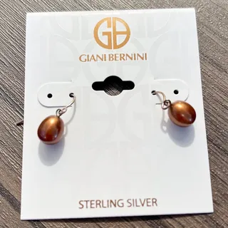 Photo of NWT Giani Bernini Chocolate Freshwater Pearl Sterling Silver Earrings