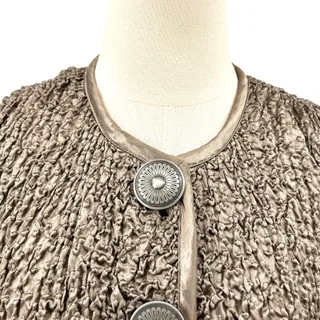 Photo of Vintage 90s Double D Ranchwear Taupe Crinkled Smocked Concho Button Jacket