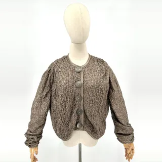 Photo of Vintage 90s Double D Ranchwear Taupe Crinkled Smocked Concho Button Jacket