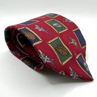 Photo of Vintage 90s Tommy Hilfiger Red 100% Silk Baseball Motif Preppy Novelty Tie
