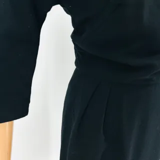 Photo of Vintage 60s Black Wool Handmade Three Quarter Sleeve Sheath Dress