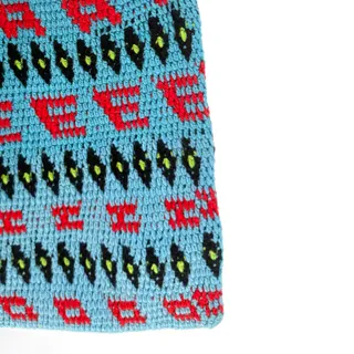Photo of Vintage 90s Blue Graphic Woven Handmade South American Crossbody Bag
