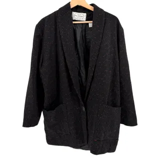 Photo of Vintage 80s Miss Selfridge Black Red Flecked Oversized Menswear Blazer Jacket