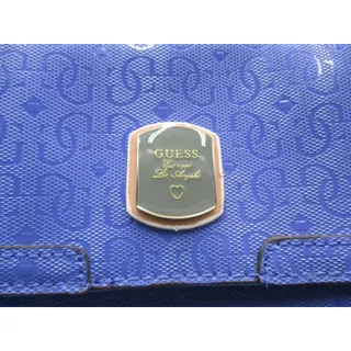Photo of Guess Crossbody Bag Womens Small Blue Logo Faux Leather Magnetic Flap Purse