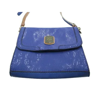 Photo of Guess Crossbody Bag Womens Small Blue Logo Faux Leather Magnetic Flap Purse
