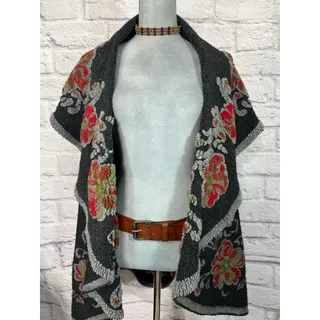 Photo of Unique Fleecy Boho/Rustic Style Floral Cape/Vest/Cardigan