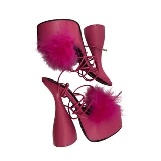 Photo of Lemonade Imani Heel Pink Berry Feather Barbie Shoe Funky Womens 6