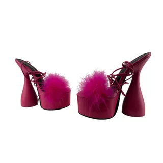Photo of Lemonade Imani Heel Pink Berry Feather Barbie Shoe Funky Womens 6