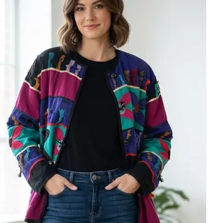Photo of Allure knotted and embroidered fabric swatch jacket