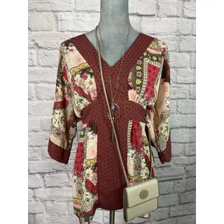 Photo of Vintage Faded Glory Y2K Boho Hippie Kaftan Style Patchwork Blouse