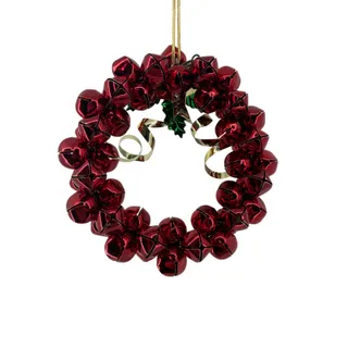 Photo of Vintage Metal Red Sleigh Bell Christmas Holiday Wreath 7.5 Inches