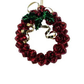 Photo of Vintage Metal Red Sleigh Bell Christmas Holiday Wreath 7.5 Inches