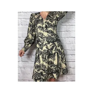Photo of NWT Calvin Klein Floral Fit and Flare Bishop Sleeve Neutral Floral Dress