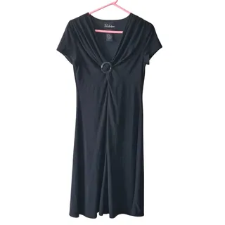 Photo of S.L. Fashions Black Ring Detail Cocktail Dress Size 12 NWOT