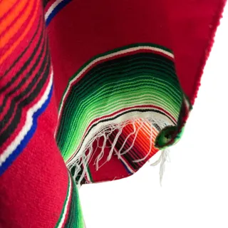 Photo of Rubies Mexican Poncho Red Tribal Serpe One Size Fits Most Blanket Gaban